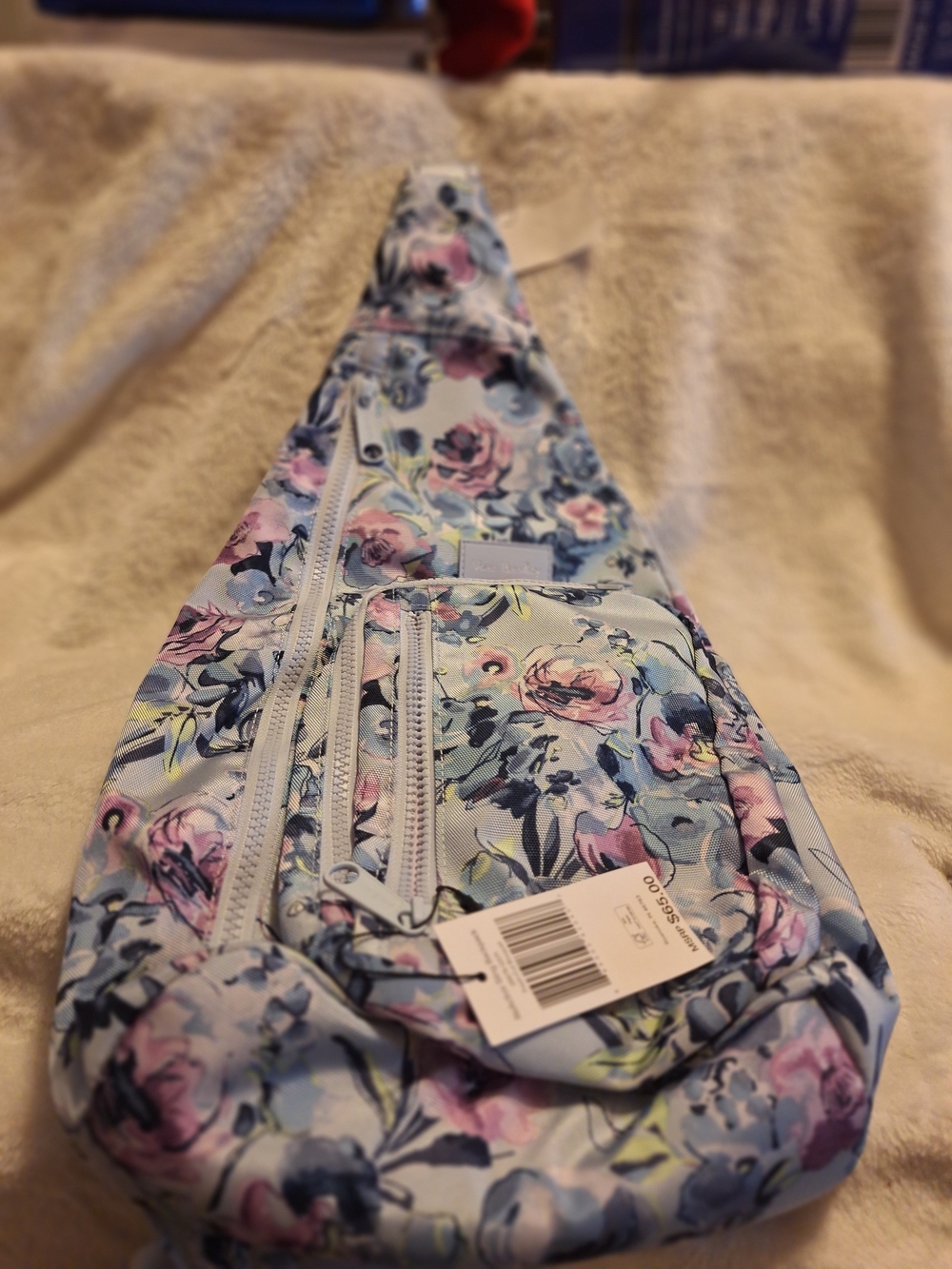 Vera Bradley Light Blue Floral Sling Backpack In Magnifique Floral Pattern  NWT